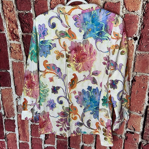 Soft Surroundings Women's Medium Floral Cotton Shirt - Picture 10 of 12